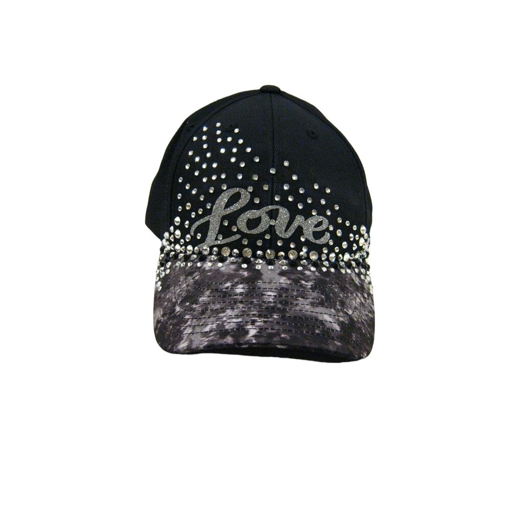 Black Grey Bling Rhinestone Studded Hip Hop Streetwear style Baseball Cap Hat